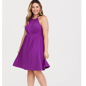 TORRID PURPLE HIGH NECK JERSEY MINI DRESS